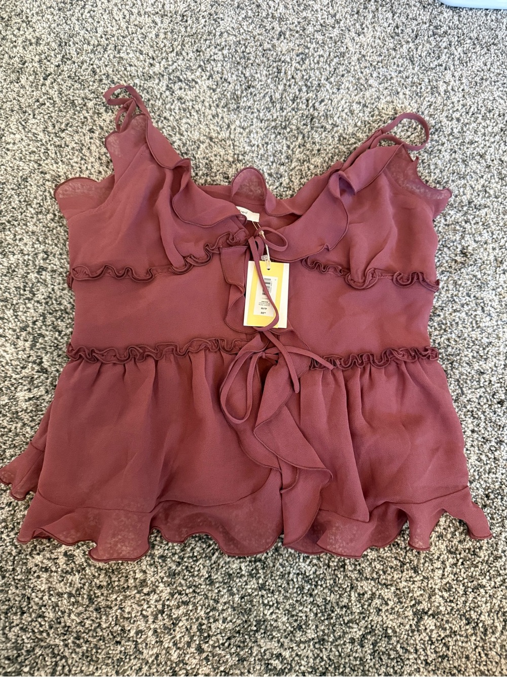 Aritzia Ruffled Tie-Front Sleeveless Top - Rose Mauve | NWT